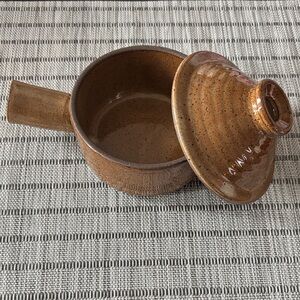 Stoneware Brown Ceramic Pot with Lid